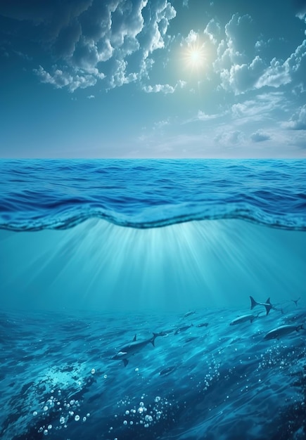 Premium AI Image | World Oceans Day Underwater ocean dolphin shark ...