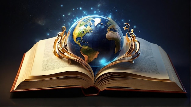Foto il mondo su un concetto di libro aperto per la giornata mondiale del libro