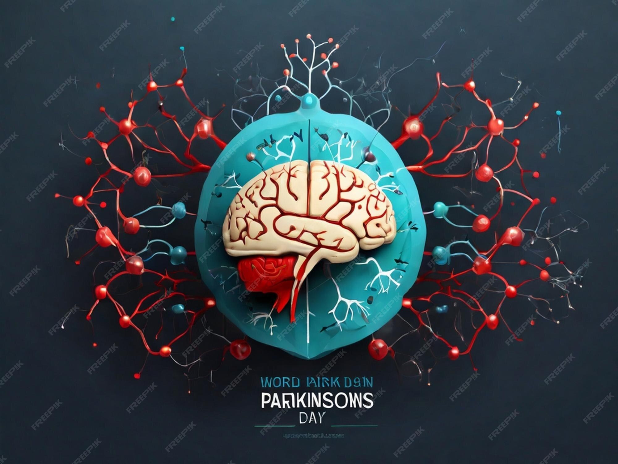 Premium Photo World parkinsons day banner with brain and neuron