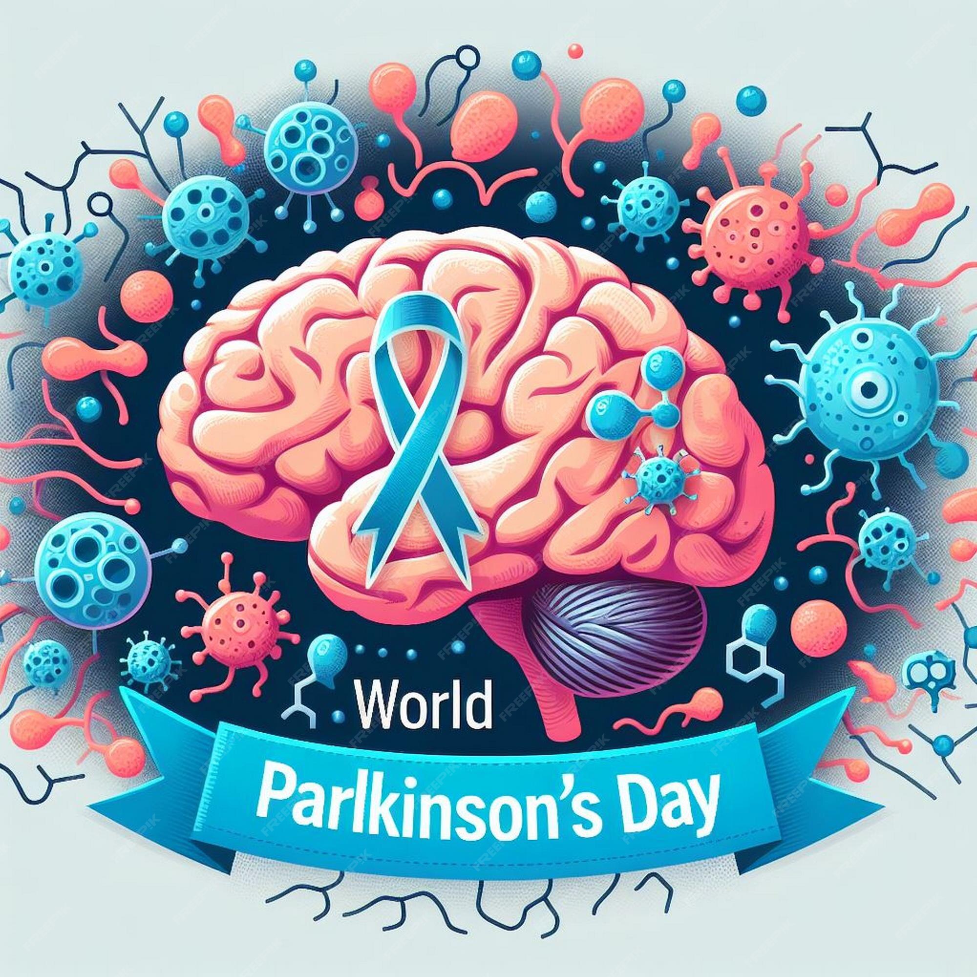 Premium Photo World parkinsons day banner with brain and neurons