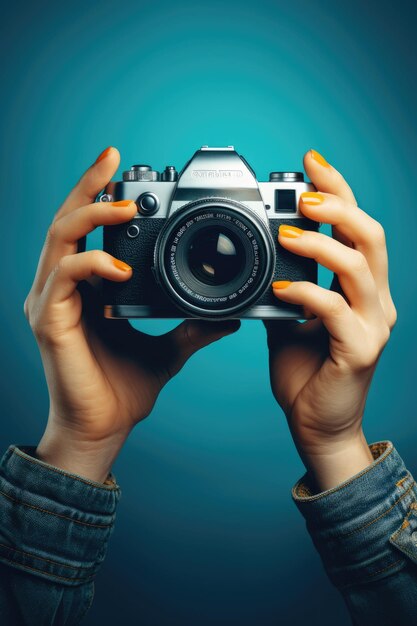 World Photographer Day Hand Holding Professional Camera Camera Man Womans Day Technology