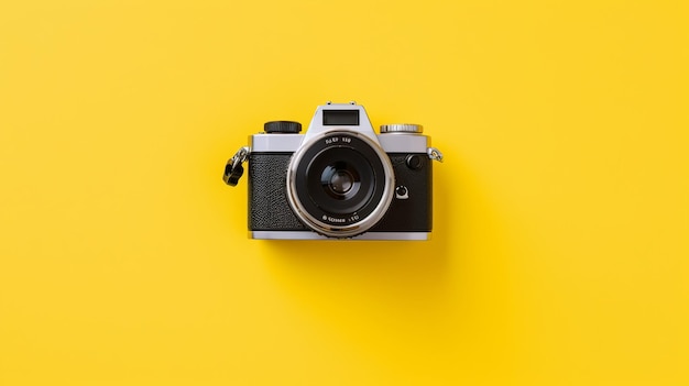 World Photography Day Camera isolated on yellow Generative Ai