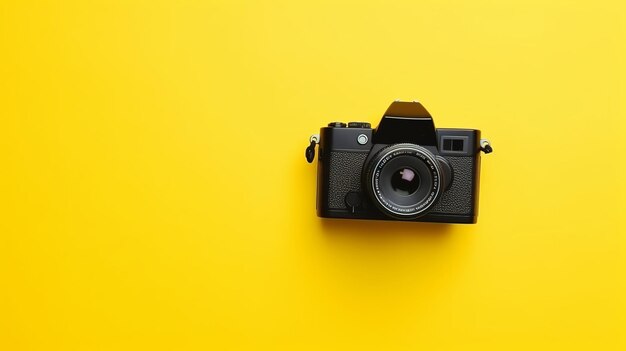 World Photography Day Camera isolated on yellow Generative Ai