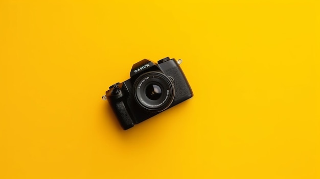 World Photography Day Camera isolated on yellow Generative Ai