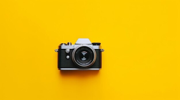 World Photography Day Camera isolated on yellow Generative Ai