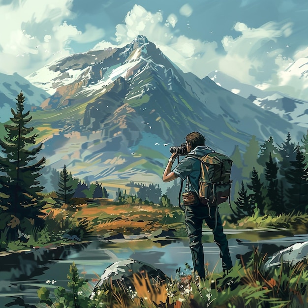 world photography day with illustration background