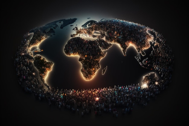 World population day To draw attention to population issues joint development programs and the search for solutions to common problems Population crowd globe countries Generative AI