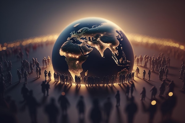 World population day To draw attention to population issues joint development programs and the search for solutions to common problems Population crowd globe countries Generative AI