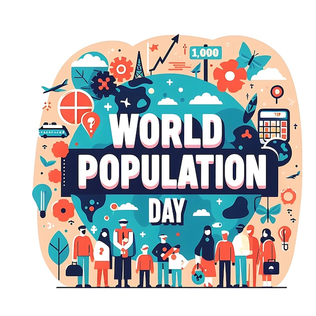 world population day flat illustration