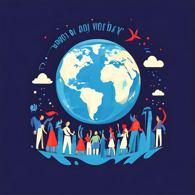 Photo world population day flat illustration