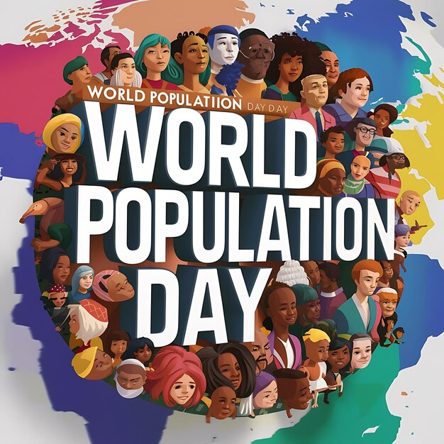 Photo world population day flat illustration