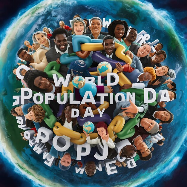 Photo world population day flat illustration