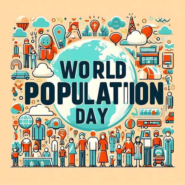 Photo world population day flat illustration