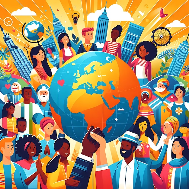 Photo world population day flat illustration