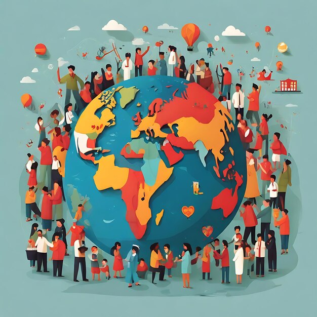 Photo world population day flat illustration