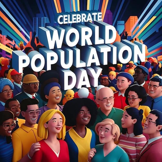 Foto illustrazione piatta della giornata mondiale della popolazione