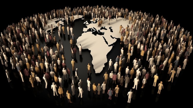 World Population Day Group of different people dark background AI generated