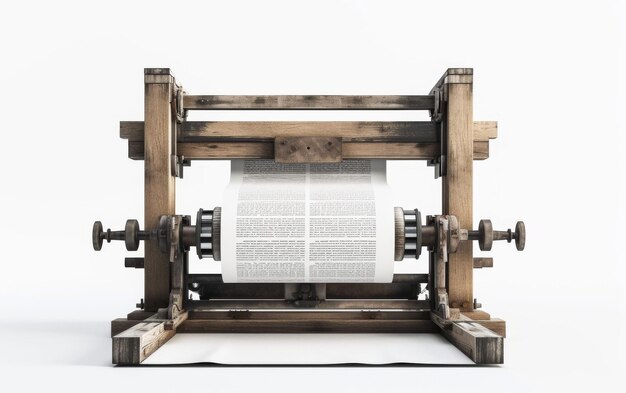 World Press Freedom Day Celebrated with Printing Press On White Background