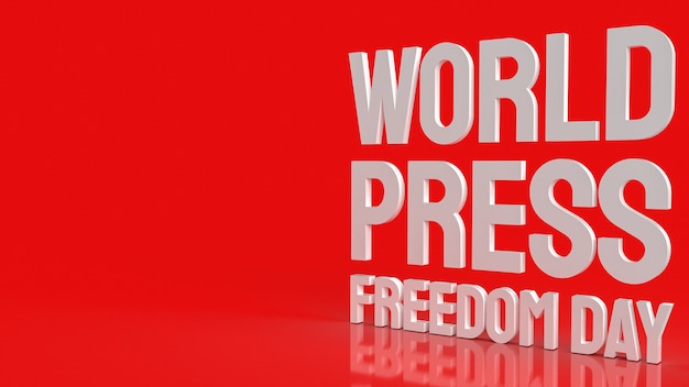 Photo world press freedom day white text on red surface