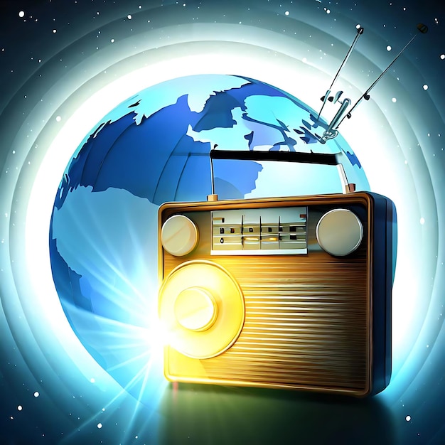 World Radio Day Greeting Image Celebrating with Radio and Globe