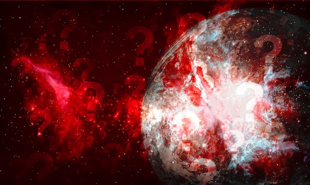 World of red question mark Elements of this image furnished by NASA