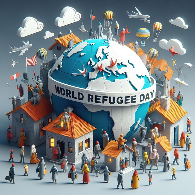 World Refugee Day 20 Junevector International immigration day concept background