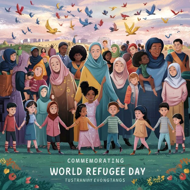 Photo world refugee day illustration