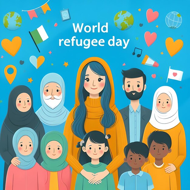 world refugee day a poster of a world day day with a woman and children