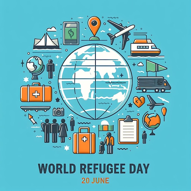 Photo world refugee day vector illustration background