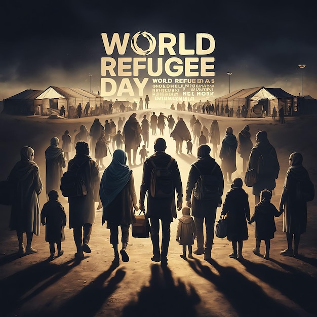 Photo world refugee day vector illustration background