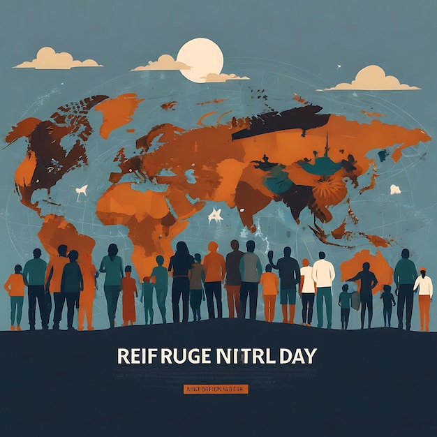Photo world refugee day vector illustration background