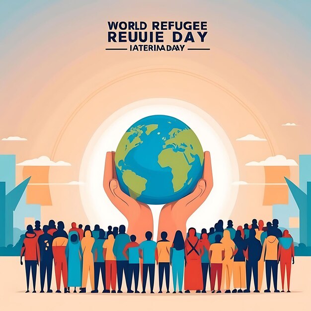 Photo world refugee day vector illustration background