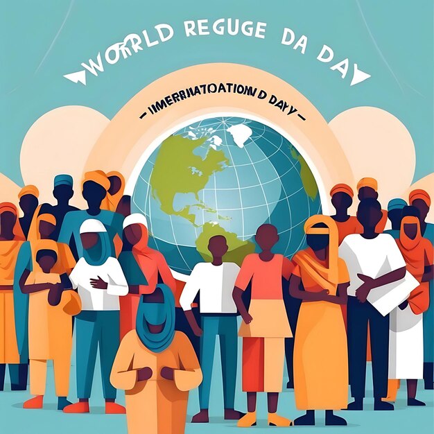 Photo world refugee day vector illustration background