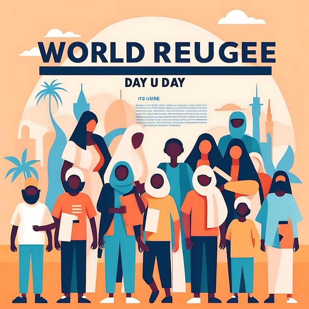 Photo world refugee day vector illustration background