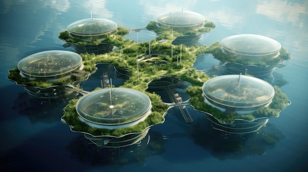 Premium AI Image | the world's largest floating island is a world of water.
