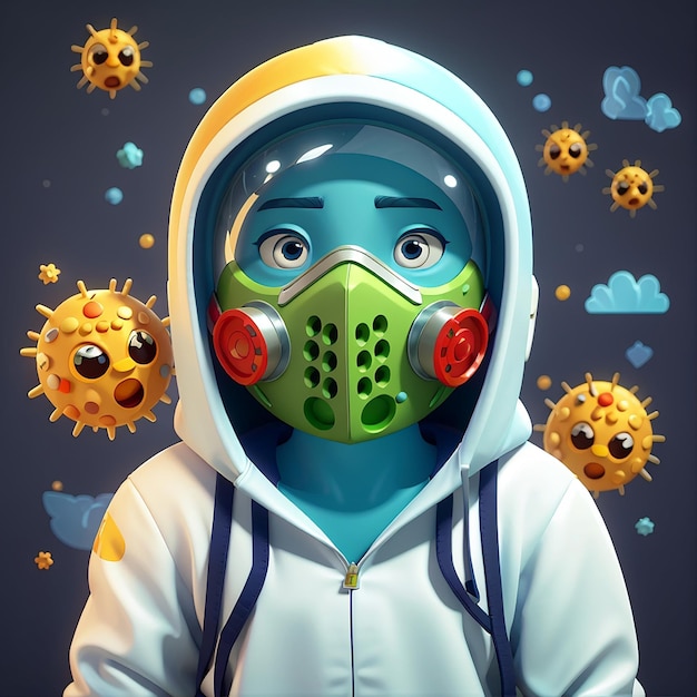 World Scare Corona Virus Vector Icon Illustration Corona Mascot Cartoon Character World Icon Concept Белый изолированный плоский мультфильмный стиль, подходящий для веб-страницы, баннера, флаера, наклейки.