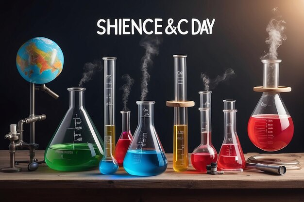 World science day arrangement with chemistry tubes