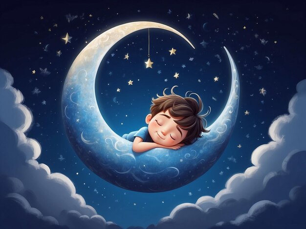 Photo world sleep day concept a cute tween or preteen boy drifting into sweet slumber