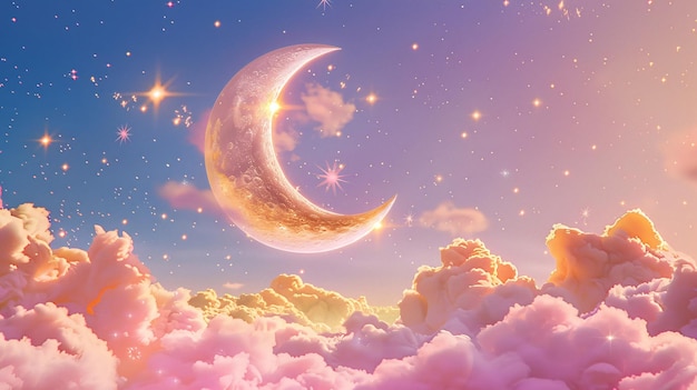 World Sleep Day moon and stars background cure autism fairy tale starry sky scene illustration
