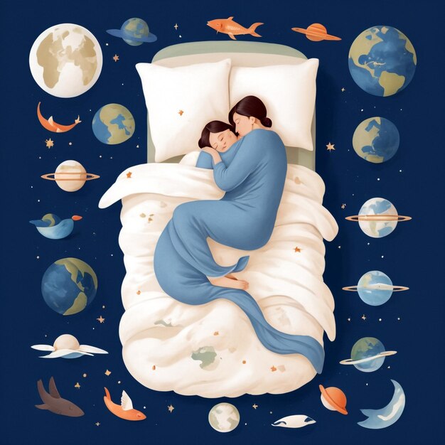 Всемирный день сна Спящие красавицы обнимаются Захватывая суть Всемирного дня сна