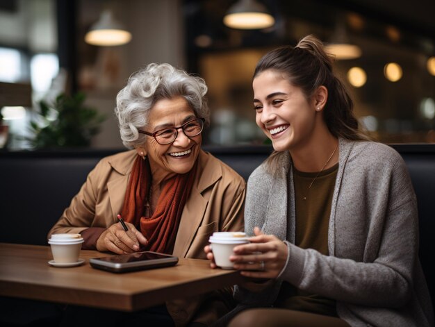 In a world of smart technology two elderly friends embrace the future with their smartphones