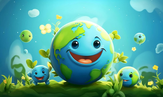 World Smile Day background illustration with happy smile planet Earth