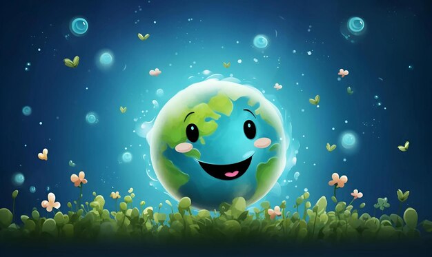 World Smile Day background illustration with happy smile planet Earth