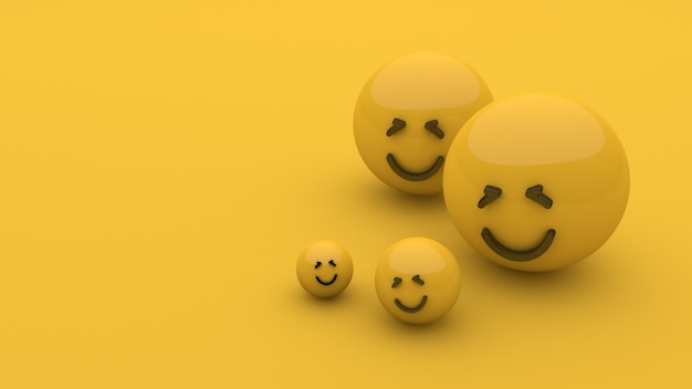 世界の笑顔の日笑顔の絵文字背景3D3Dレンダリング3Dイラスト