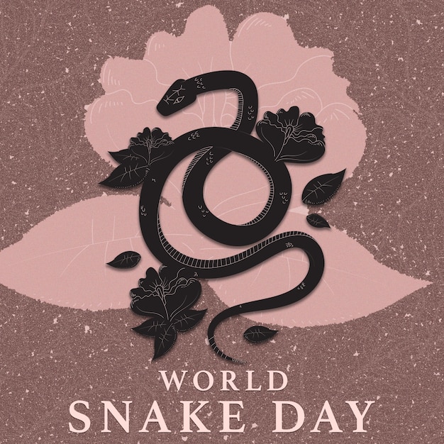 Photo world snake day banner collage design