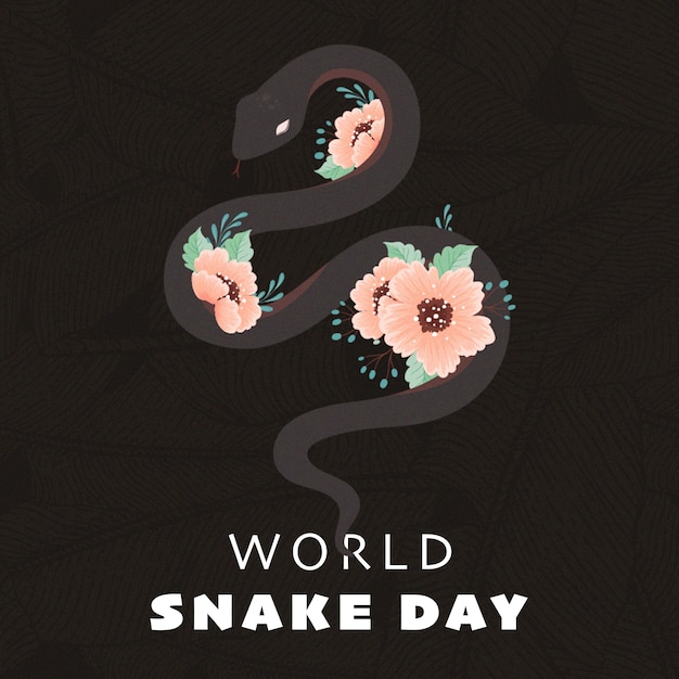 Photo world snake day banner collage design