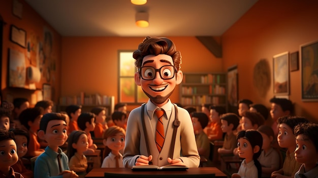 World Teacher Day in 3D Character