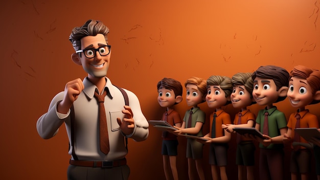 World Teacher Day in 3D Character