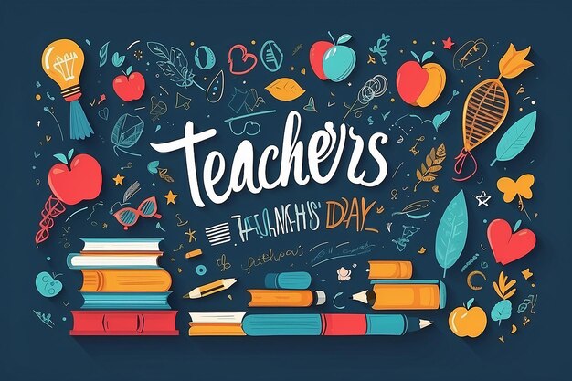 World teacher day Handwritten text in clean background