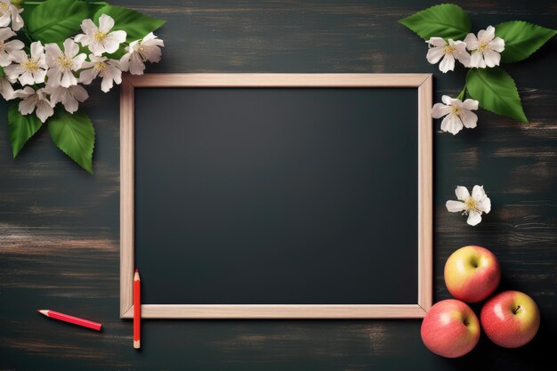 World Teachers Day elements and empty chalkboard